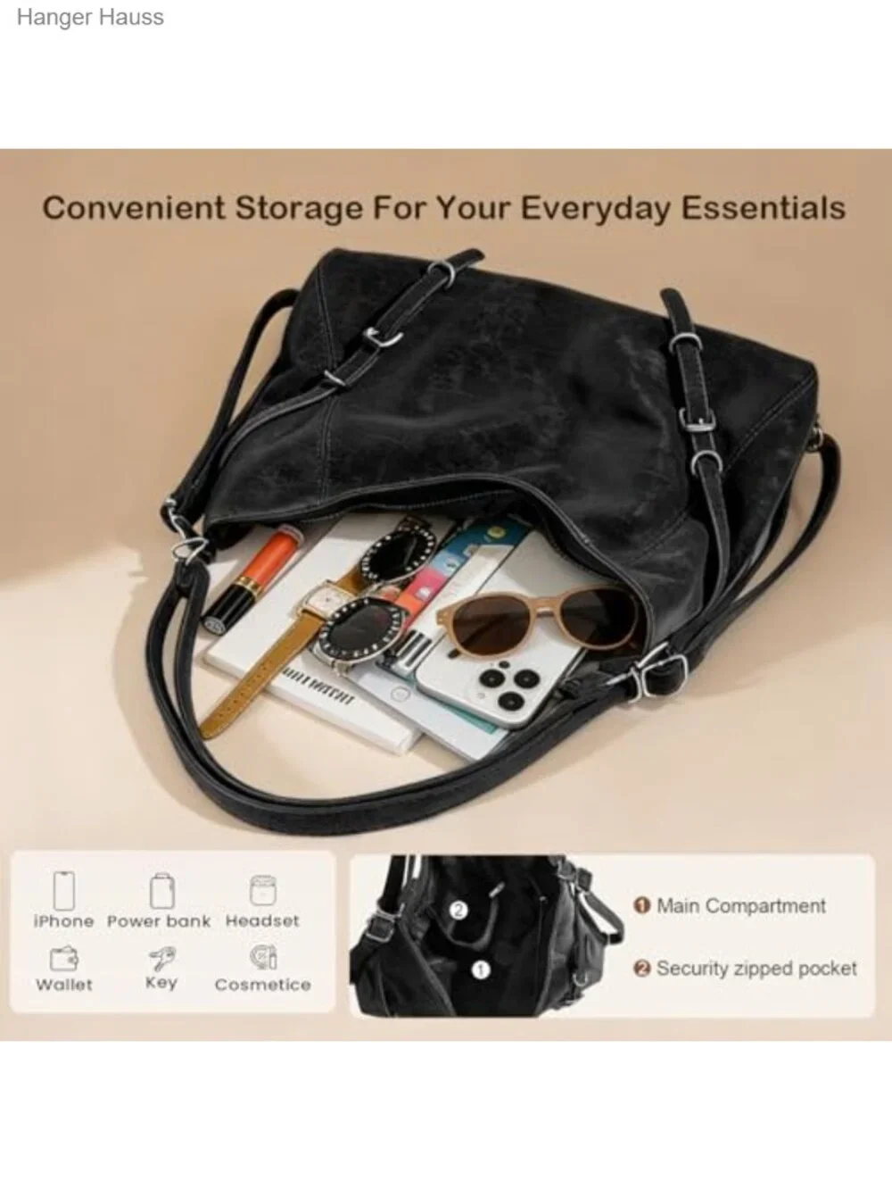3-Way Convertible Hobo Bag for Women Soft Faux Leather Shoulder Backpack Tote